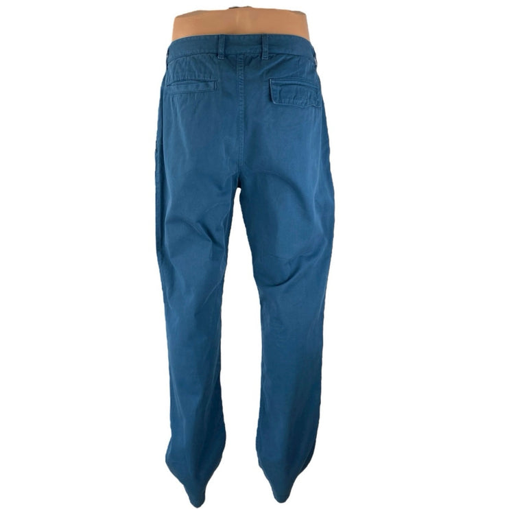 Alternative Mens Blue High Rise Straight Tapered Trousers Chino Khaki Pants 34