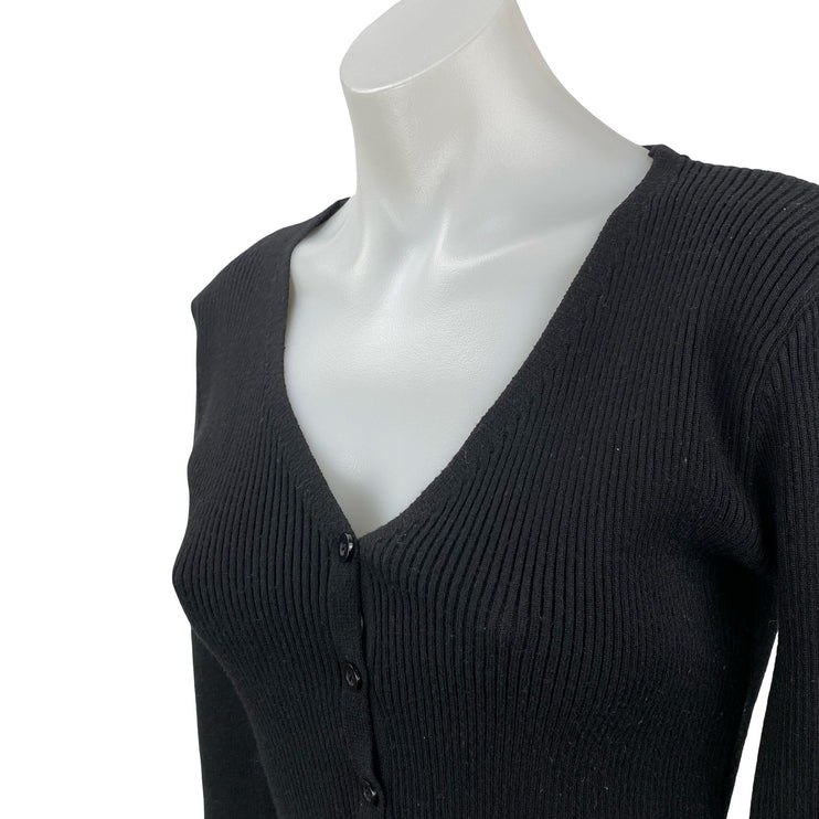 Princess Polly Take My Time Women's Wool Button Up Crop Cardigan Sweater Top S/M