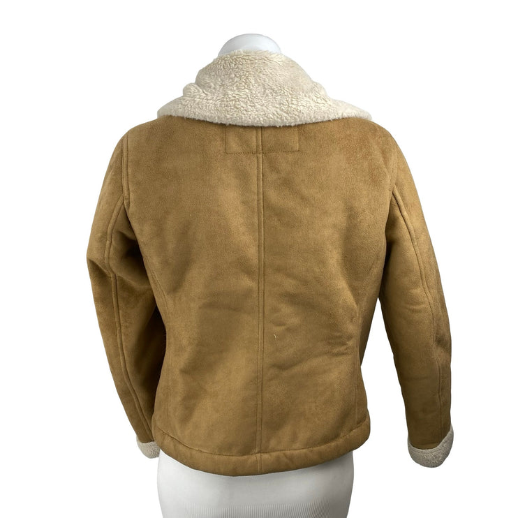 Banana Republic Faux Shearling Collared Long Sleeve Moto Biker Coat Jacket Sz XS