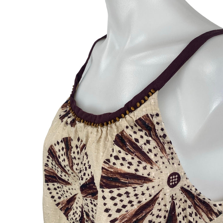 Anthropologie X Forever That Girl Beaded Brown Mandala Tie Dye Cami Tank Top M