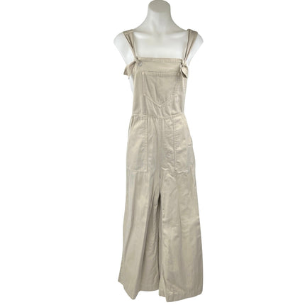 NEW Anthropologie Beige Sleeveless Baggy Wide Leg Palazzo Overall Jumpsuit Sz M