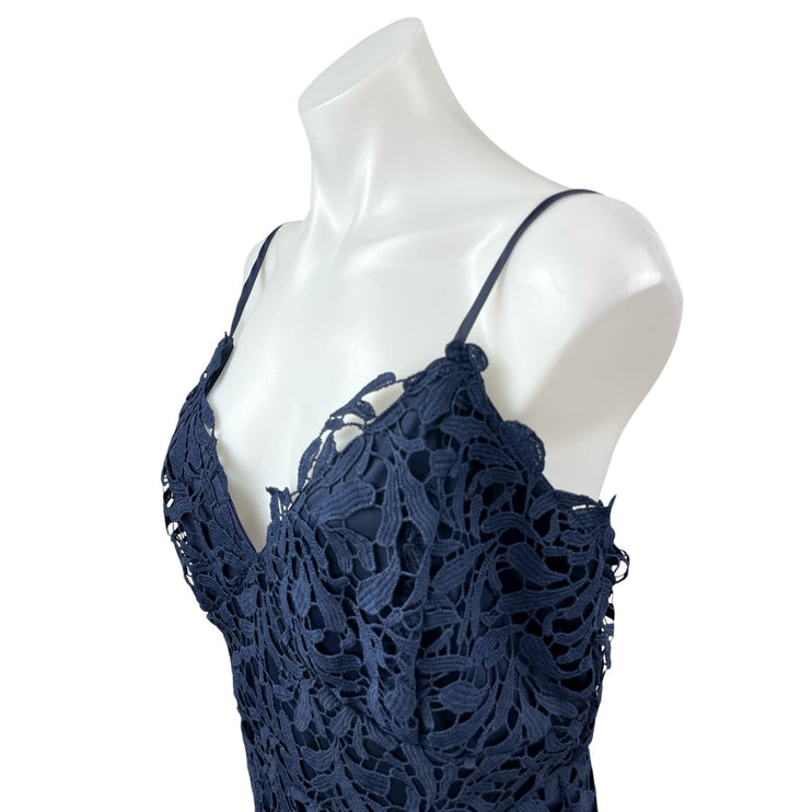 NEW Quiz Women's Blue Floral Lace Sleeveless V Neck Cami Midi Sheath Dress 12