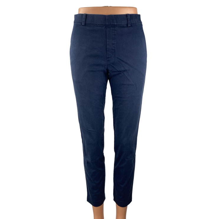 Uniqlo Women's Navy Blue Mid Rise Slim Chino Khaki Tapered Trousers Pants Sz XS