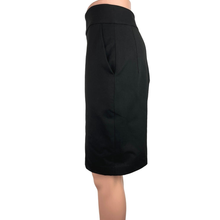 Express Women's Black Back Kick Pleat Zipper Straight Pencil Midi Skirt Size 2