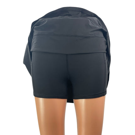 Lululemon Pace Rival Womens Black Tiered Athletic Built In Shorts Skort Skirts 4