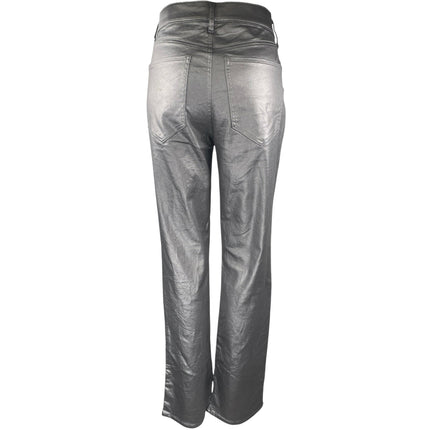 Express Skycraper Womens Silver Metallic Mid Rise Bootcut Flared Pants Size 12R