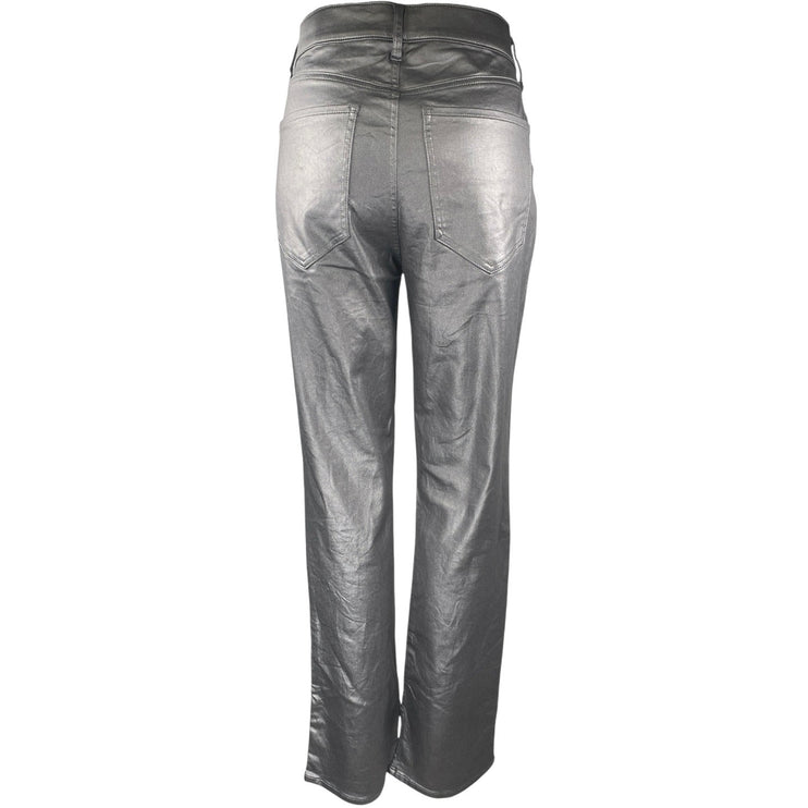 Express Skycraper Womens Silver Metallic Mid Rise Bootcut Flared Pants Size 12R