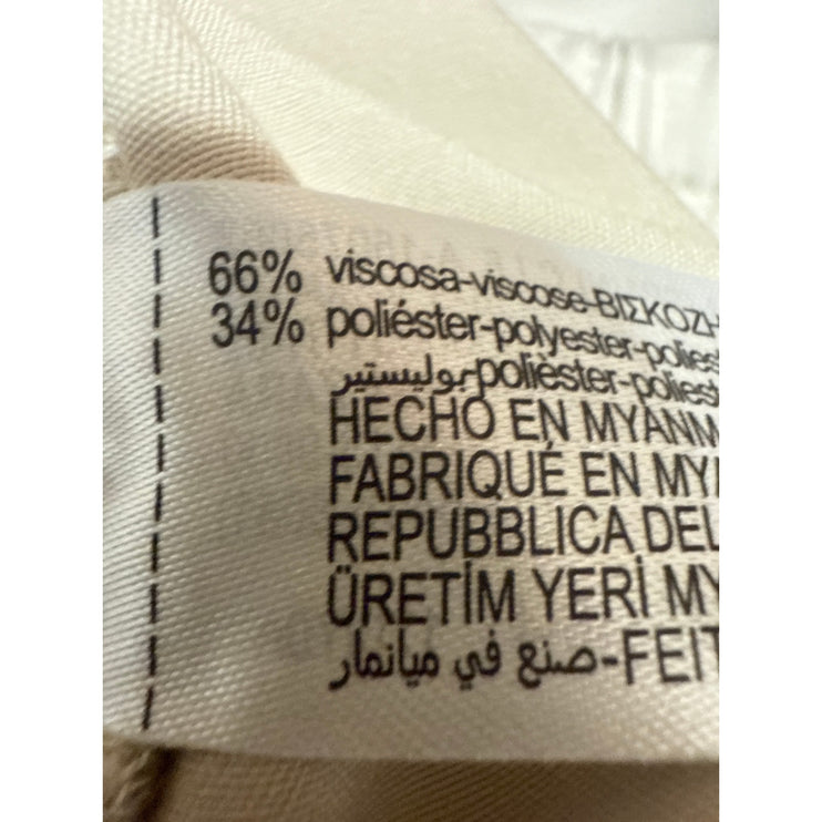 Zara Women's Cream High Waisted Drawstring Wide Leg Trousers Sweat Pants Size M