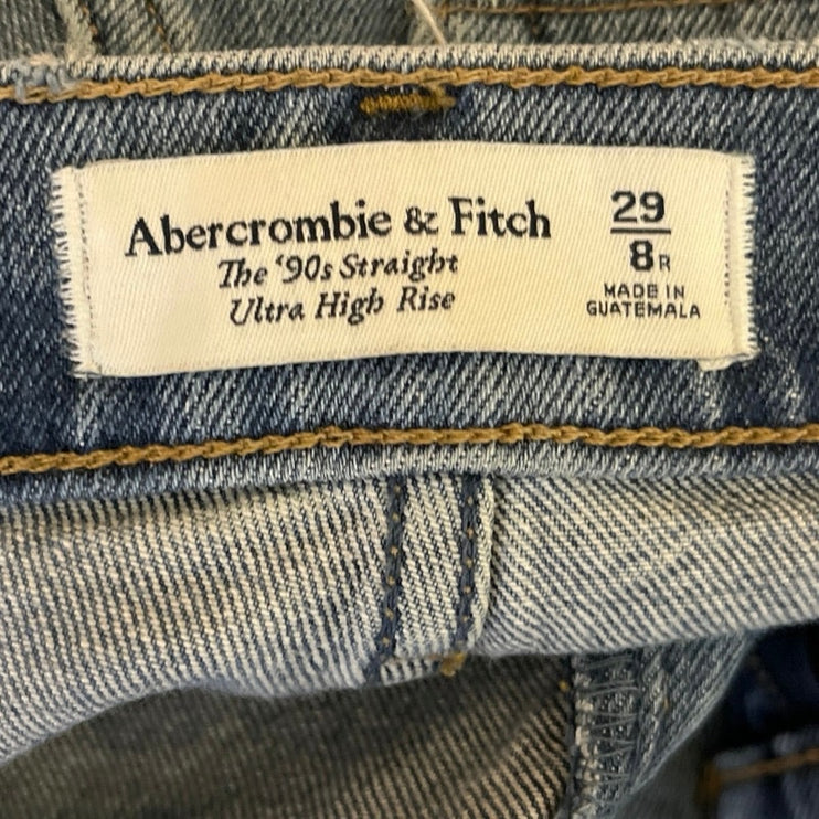 Abercrombie & Fitch 90's Blue Straight Ultra High Rise Medium Wash Denim Jeans 8