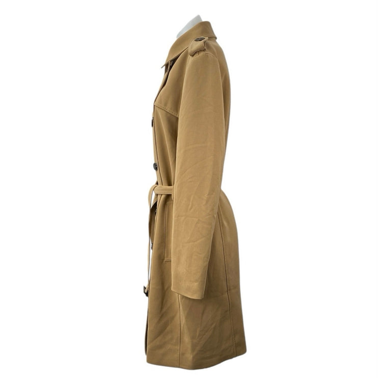 H&M Women's Brown Tan Double Breasted Belted Long Sleeve Trench Coat Jacket Sz M