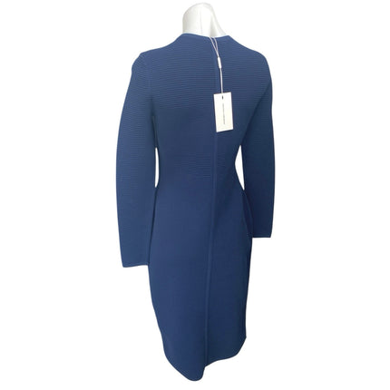 New Narciso Rodriguez Ottoman Blue Long Sleeve Knit Bodycon Sweater Dress US 6 New Narciso Rodriguez Ottoman Blue Long Sleeve Knit Bodycon Sweater Dress US 6
