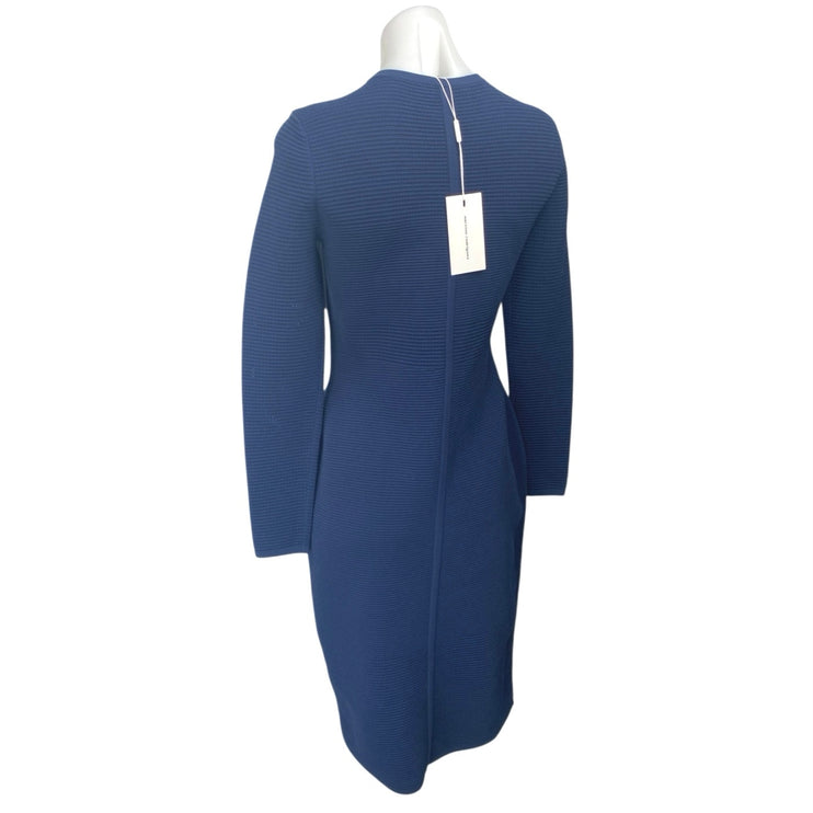 NEW Narciso Rodriguez Ottoman Blue Long Sleeve Knit Bodycon Sweater Dress US 6