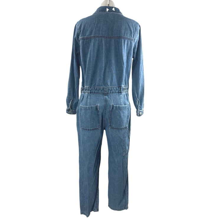 Old Navy Blue Collared Long Sleeve Button Down Denim Coverall Romper Jumpsuit M