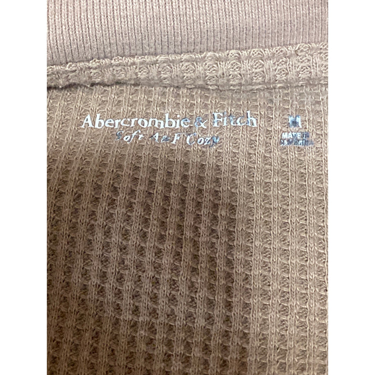 Abercrombie & Fitch Tan Waffle Knit Long Sleeve Polo Thermal Sweater Top Size M