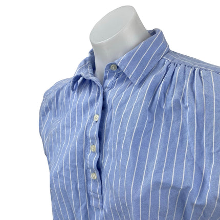 Ann Taylor Weekend Blue Striped Short Sleeve Half Button Front Shirt Top Size XS