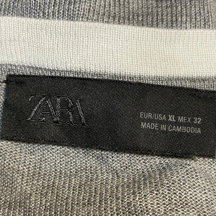 Zara Women's Gray Kintted Long Sleeve Crew Neck Sweatshirt Sweater Top Size XL