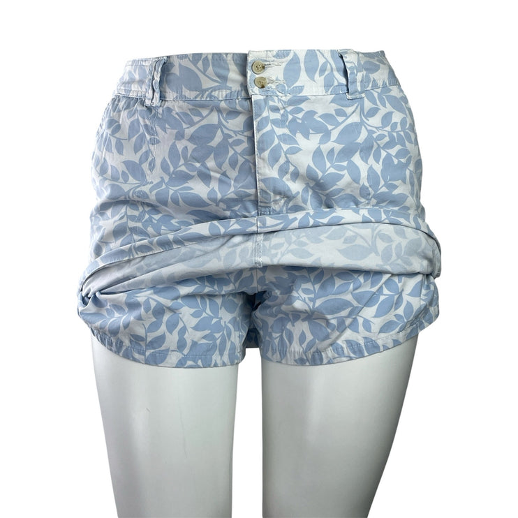 St. John's Bay Womens Blue White Floral Mid Rise MiniSkirt Shorts Skort Size 16