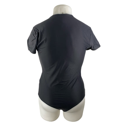 Abercrombie & Fitch Black Crew Neck Short Sleeve One Piece Bodysuit Top Size XL