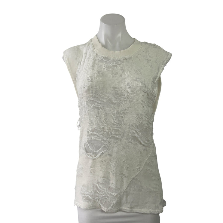 IRO Jeans Nuala White Sleeveless Crewneck Distressed Muscle Tee Tank Top Size XS