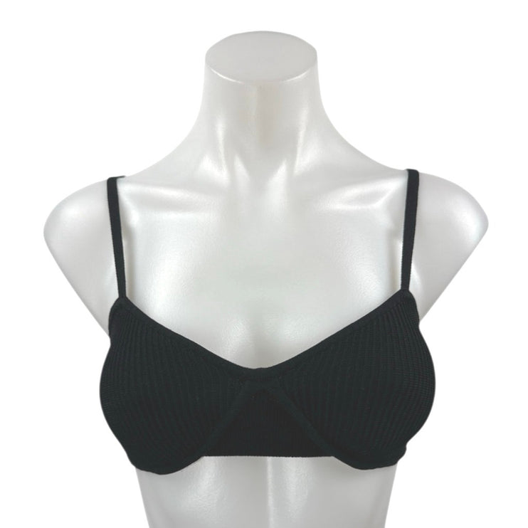 Aritzia Babaton Black Rib Knit Sleeveless Cami Camisole Bralette Tank Top Size S
