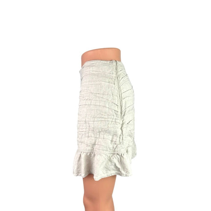 Abercrombie & Fitch Beige Linen Crinkle Ruched Ruffle Pencil Mini Skirt Size M