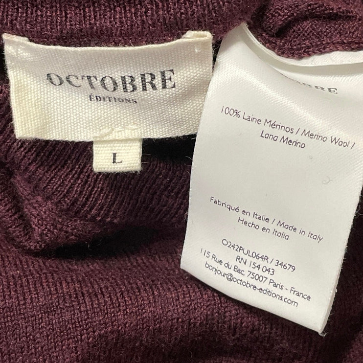 Octobre Edition 100% Merino Wool Mens Red Maroon Long Sleeves Sweater Top Size L
