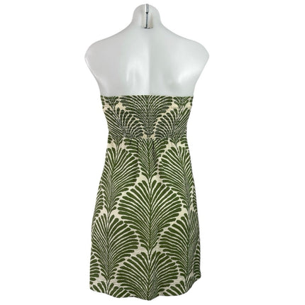 Abercrombie & Fitch Green Leaf Smocked Strapless Tube Bandeau Mini Dress Size S