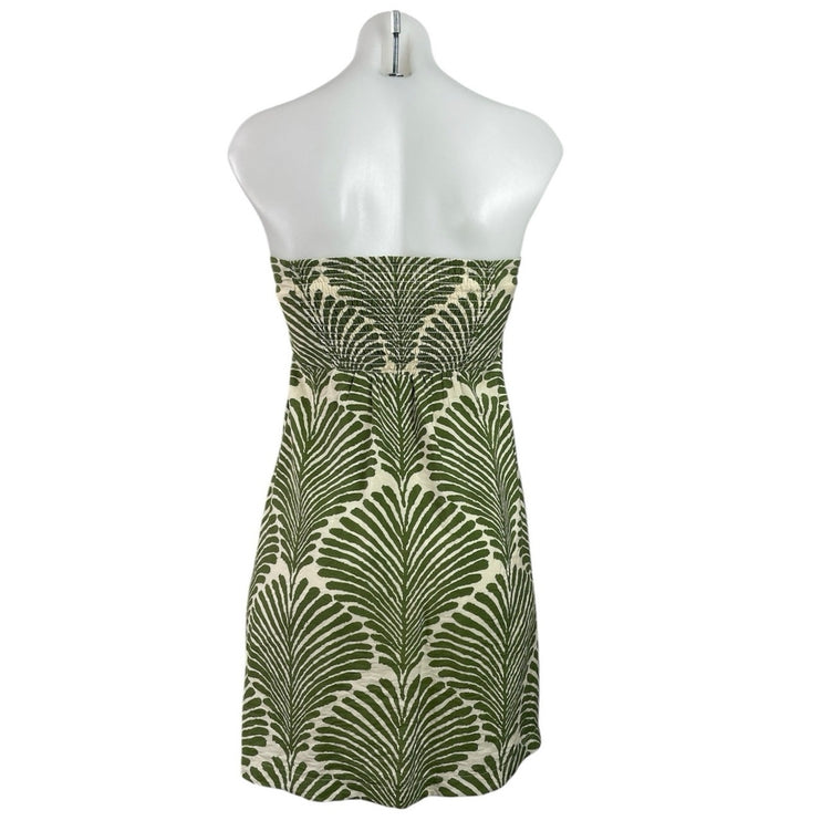 Abercrombie & Fitch Green Leaf Smocked Strapless Tube Bandeau Mini Dress Size S