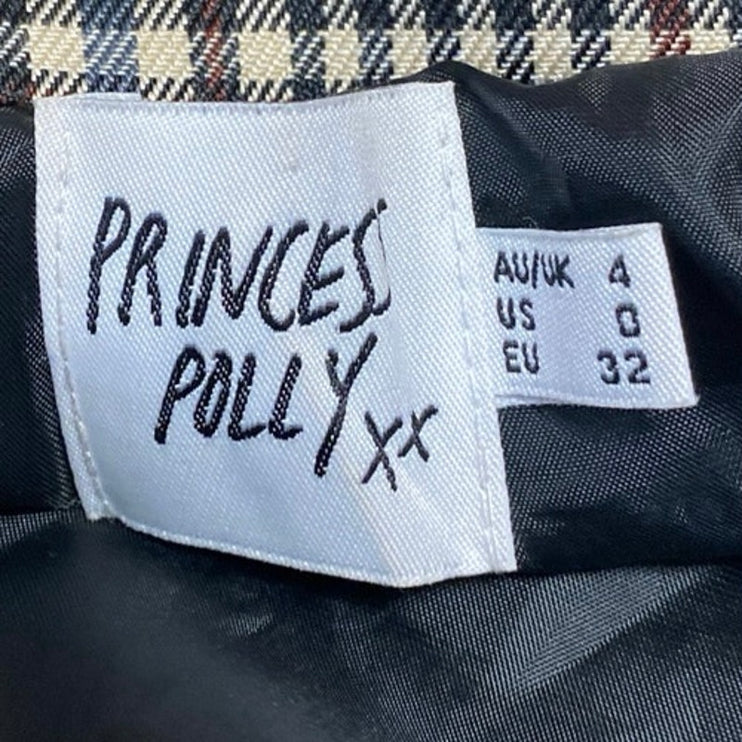 Princess Polly Multicolor Checkered Plaid Double Breasted Blazer Coat Jacket 0