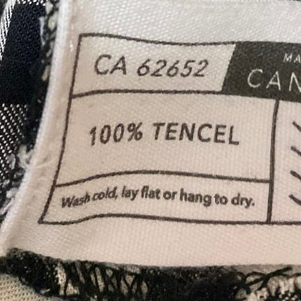 Salt Women's Black White Gingham Check Long Sleeve Button Up Shirt Top Size S