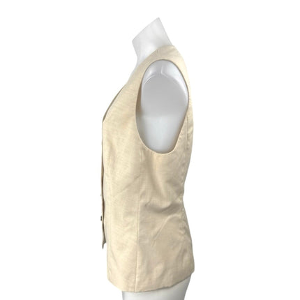 H&M Women's Cream Beige V Neck Sleeveless Button Down Vest Shirt Top Size M