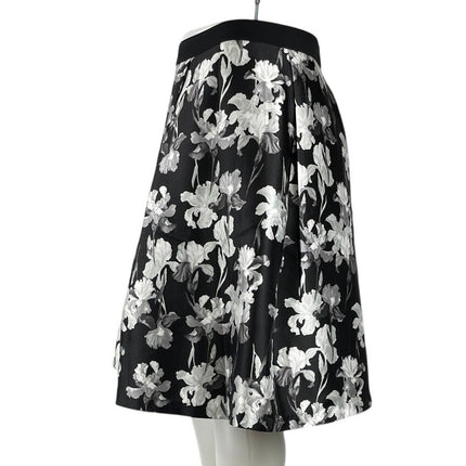 Lane Bryant Prabal Gurung Black Floral High Waist A Line Knee Length Skirt Sz 16