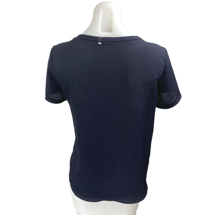 Ann Taylor Women's Navy Blue Short Sleeve Round Neck T Shirt Tee Top Size S