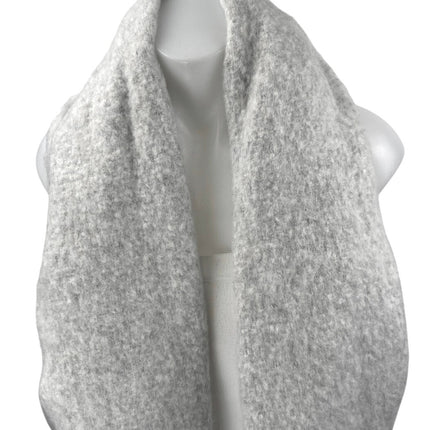 American Eagle Light Gray Fleece Fringe Hem Neck Shawl Wrap Scarf One Size