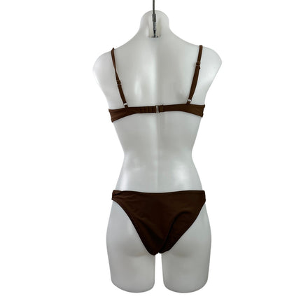 Abercrombie & Fitch Women's Brown Ruched Underwire Bikini Swimwear Set Size S/M