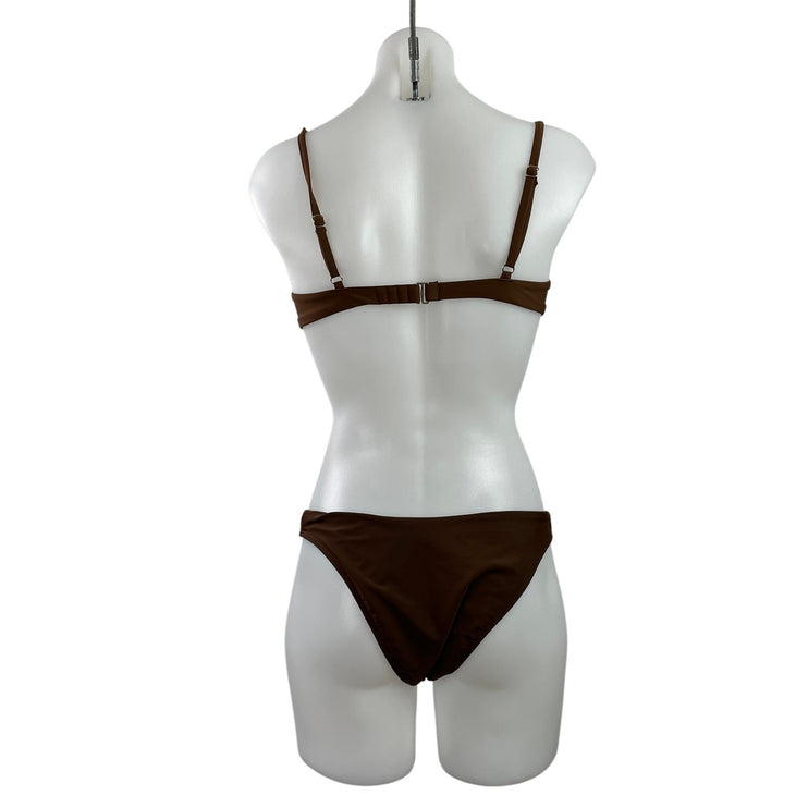 Abercrombie & Fitch Women's Brown Ruched Underwire Bikini Swimwear Set Size S/M