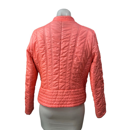 Guess Women's Coral Quilted Long Sleeve Full Zip Moto Biker Coat Jacket Size L