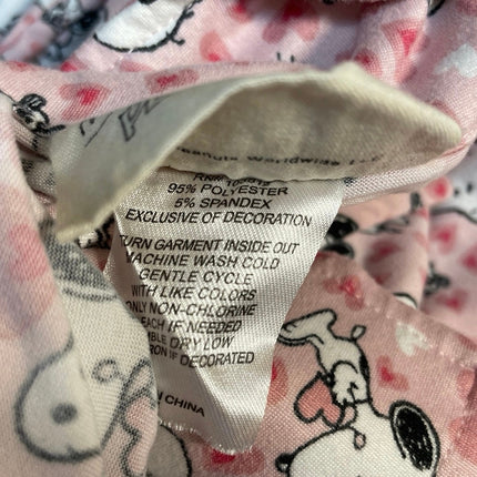 Munki Munki Peanuts Pink Short Sleeve Button Pants Sleepwear Pajamas Set Size M