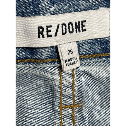 Re/Done Women's Blue HIgh Waist Frayed Raw Hem Mini A-Line Denim Jeans Skirt 25