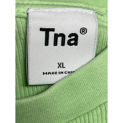 Aritzia TNA Women's Green Ribbed Knit Sculpt Short Sleeve T Shirt Crop Top Sz XL