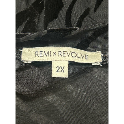Remi X Revolve Ella Black Animal Tiger Print Velvet Long Sleeve Shirt Top 2XL