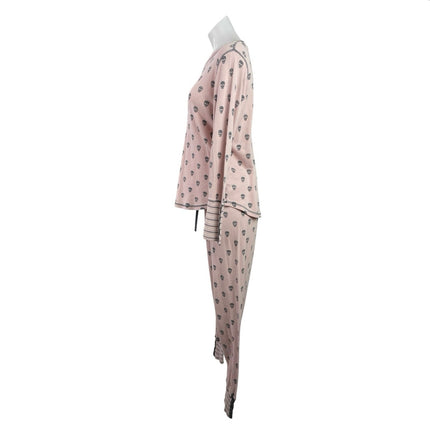PJ Salvage Women's Pink Skull Knit Long Sleeve Sleepwear Pajamas Set Size S/M