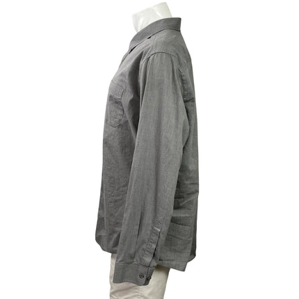 Eddie Bauer Men's Gray Long Sleeve Chest Pocket Button Down Shirt Top Size XL