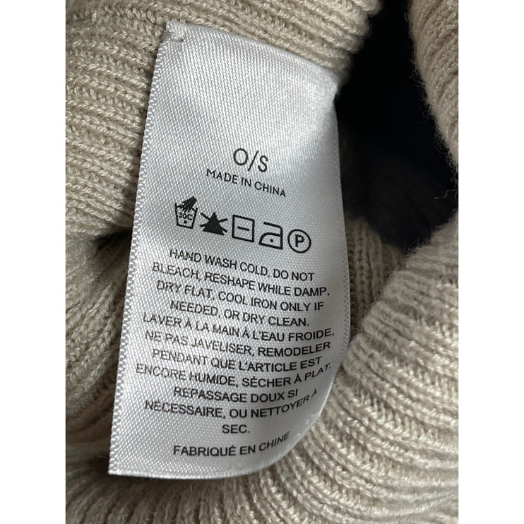 Aritzia Sunday Best Unisex Beige Ribbed Knit Cuffed Bonnet Beanie Hat Cap OS