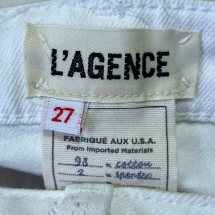 L'Agence Women's White Mid Rise Zipper Bootcut Flared Denim Jeans Pants Size 27