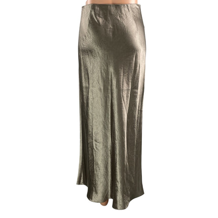 Aritzia Babaton Olive Green Silk Satin High Waist Straight Full Midi Skirt Sz 4