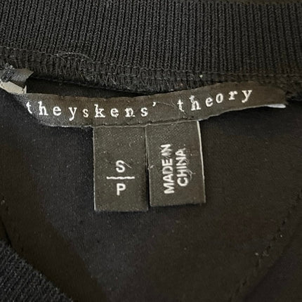 Theyskens' Theory Black 100% Silk Crew Neck Short Sleeve Shirt Blouse Top Size S