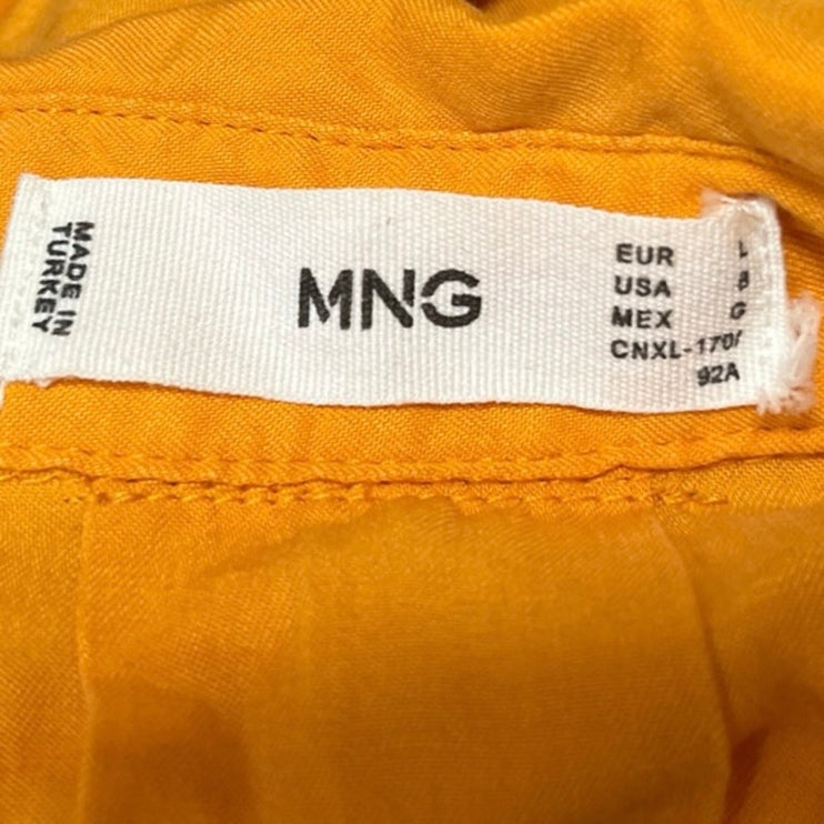 MNG Mango Coral Drop Short Sleeve Button Down Shirt Mini Shorts 2 Pc Set Size L