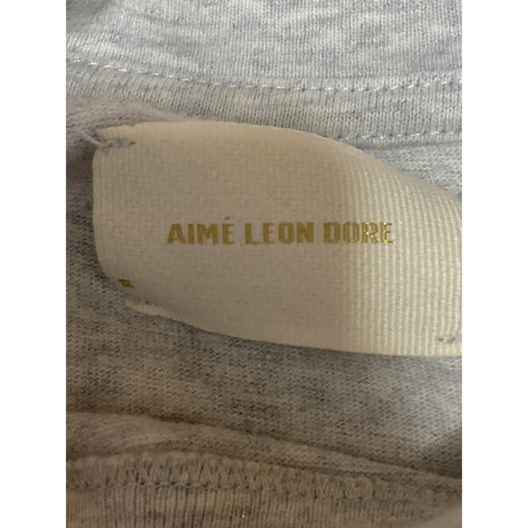 Aime Leon Dore Women's Gray Heather Mulberry Boxy Cropped T Shirt Tee Top Size M
