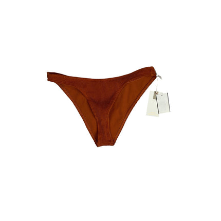 NEW Good American Orange Brown Ribbed Low Beach Swim Bikini Bottom Size S/M